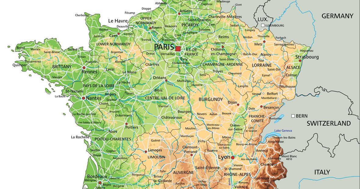 carte de France physique